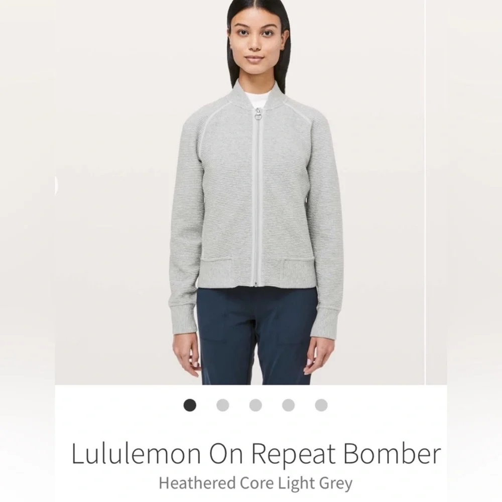 LuluLemon On Repeat Bomber Jacket Grey Size 2